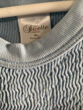 Suzette Baby Blue Textured Ribbed Tank